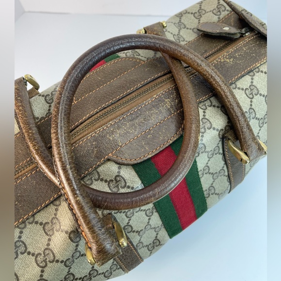 GUCCI Boston Hand bag Sherry GG Supreme Brown Zipper Closure - Picture 10 of 13